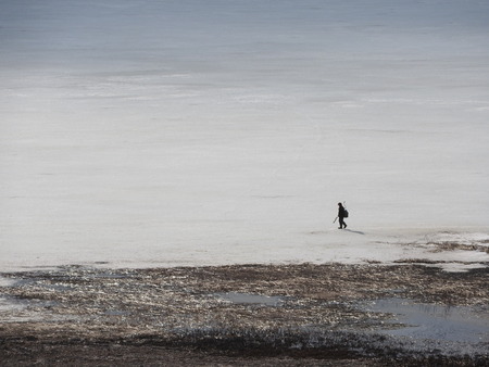 lake Pleshcheyevo landscape. winter in cold Russiaの写真素材