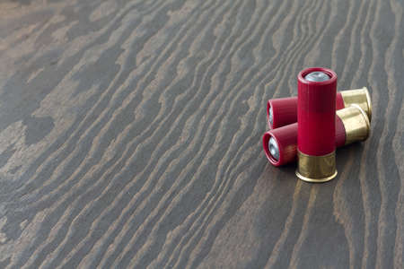 Three 12 guage shotgun shellsの写真素材