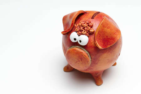 Piggy bank on white backgroundの写真素材