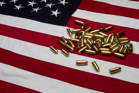 US Flag with bullets/ammunitionの写真素材