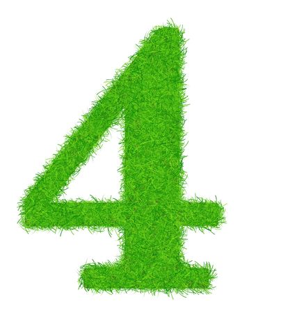 The number of "4" is decorated brightly a green grass.の写真素材