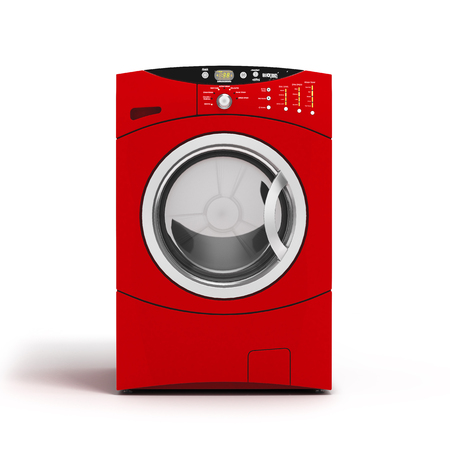 Washing machine on white background. 3D illustration.の写真素材
