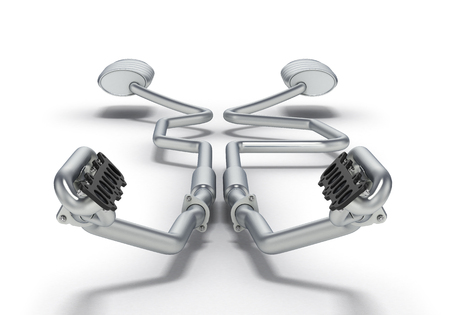 Exhaust pipes system isolated on white background. 3D illustration.の写真素材