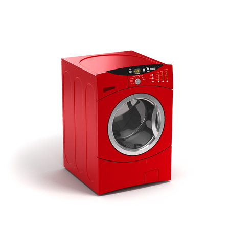 Washing machine on white background. 3D illustration.の写真素材