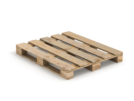 Wooden pallet. Isolated on white.3D illustration.の写真素材