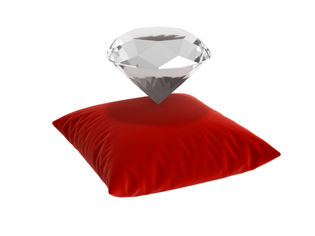 diamond on a pillow without shadow on white background 3dの写真素材