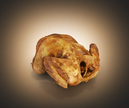 roasted chicken isolated on dark orange gradient background 3d renderの写真素材
