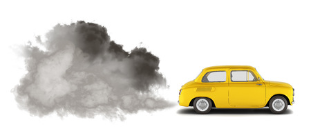 illustration of pollution by exhaust gases the car releases a lot of smoke 3d renderの写真素材