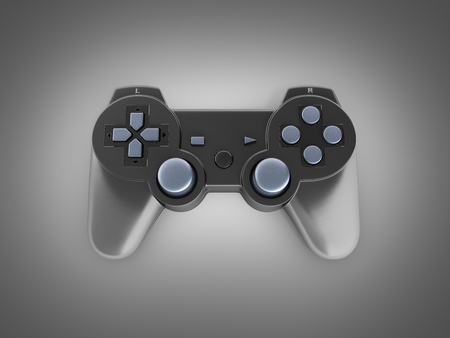 black gamepad top view without shadow isolated on black gradient background 3d