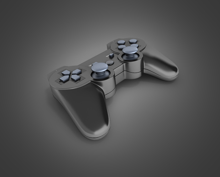 black gamepad without shadow isolated on black gradient background background 3d