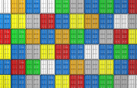 Cargo containers of different colors background 3d illustration