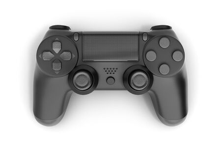 Black gamepad isolated on white background 3d renderingの写真素材