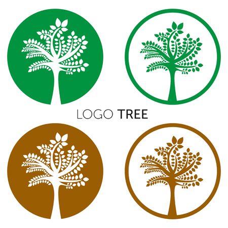 Green tree vector logo design template. Plant, nature and ecologyのイラスト素材