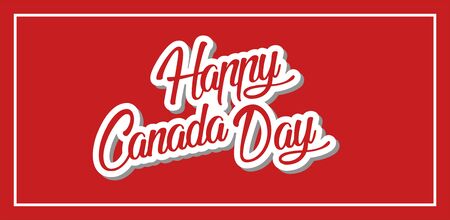 Hand lettering Happy Canada Day. Typographic design. For banner, invitation, print, advertising, poster, party, greeting card. Vector Illustration.のイラスト素材