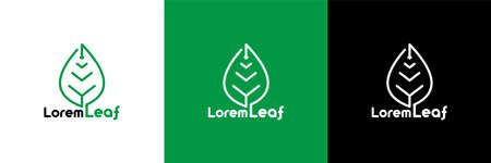 Green leaf symbol. Single contour style plant leaf simple  .のイラスト素材