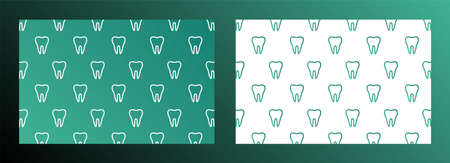Stylized doodle, hand drawn outline of teeth. A seamless tooth pattern background. Decorative oral dental hygiene vector illustrationのイラスト素材