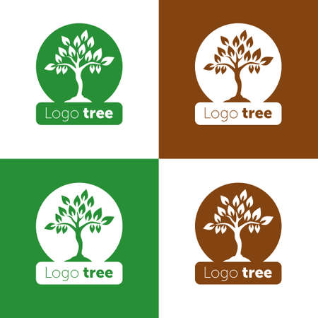 Abstract green tree. Template for creating  emblems, monograms.. Plant, nature and ecologyのイラスト素材