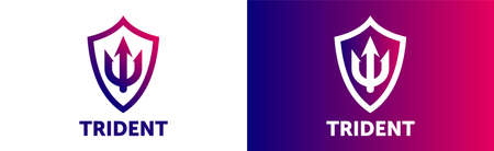 Trident Logo Template vector icon illustration design. abstract color gradient logotype. trident...