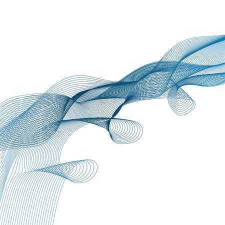 Wave with shadow.Abstract blue lines on a white background. Line art. Vector illustration. Colorful...