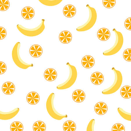 Seamless Patterns with Fruits Background with bananas, oranges and lemons. Ideal for printing onto fabric and paper or scrap booking.のイラスト素材