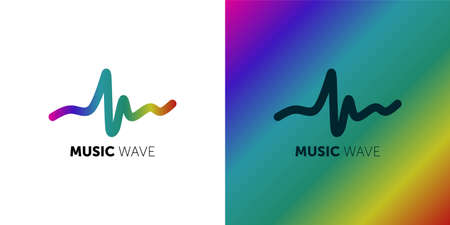template music wave, music, dj, audio system, store. Brand, branding, company, corporate, identity, logotype. Clean and modern style designのイラスト素材