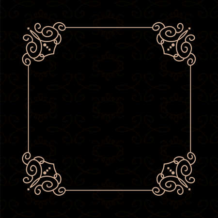 Vector vintage border frame engraving with retro ornament pattern in antique rococo style decorative designのイラスト素材