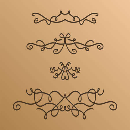 vector set of ornaments calligraphic design elements, ornaments and page decoration - lots of useful elements to embellish your layoutのイラスト素材