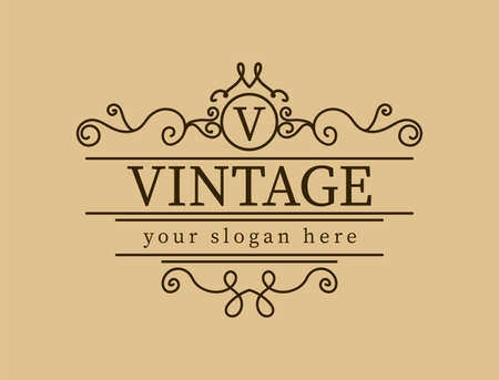 vintage. art deco vintage classic linear monochrome luxury minimal geometric vector frame , border , label for your  badge or crest.のイラスト素材