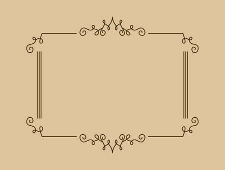 vintage frame vector. Vintage ornament greeting card vector template. Retro wedding invitations, advertising or other design and place for text. Flourishes frame.のイラスト素材