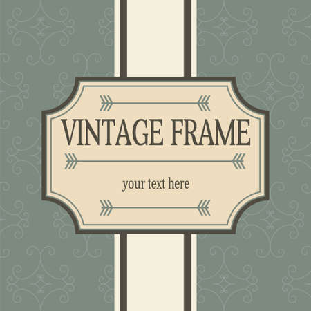 vintage frame. Vintage design template. Retro card and place for text.のイラスト素材