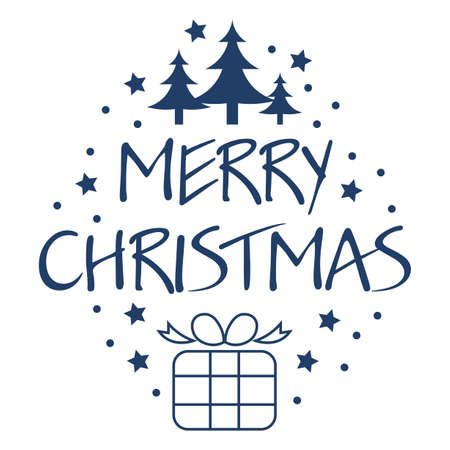 Merry Christmas Everyone, Vintage Background With Typography and Elementsのイラスト素材