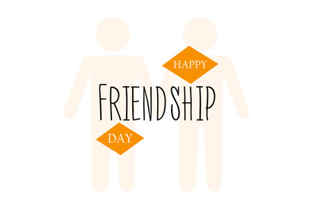 Group of happy friends enjoying Friendship Day. Cartoon hand drawn illustration for your design.のイラスト素材
