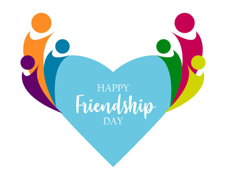 Happy Friendship Day cute poster. Hand written brush lettering, vintage retro style. Modern calligraphy design element for gift card template, banner, tee shirt print. Vector illustration.のイラスト素材