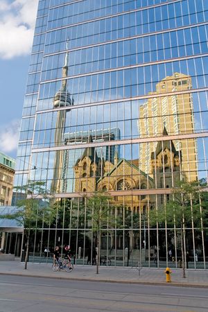 toronto view in mirrorの写真素材
