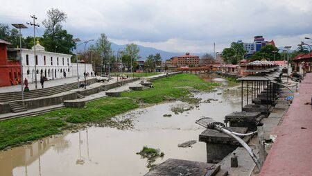 Votive temples and shrines in a row at Pashupatinath Templeの写真素材