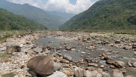 Nepal, Annapurna. Mardi Himal trek. riverの写真素材