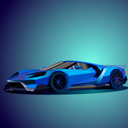 Vector illustration of new blue sports car.のイラスト素材