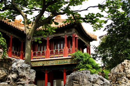 Photo of chinese house with stone.の写真素材