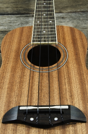 ukulele guitar on woodern table