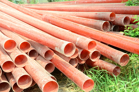 red plastic pipesの写真素材