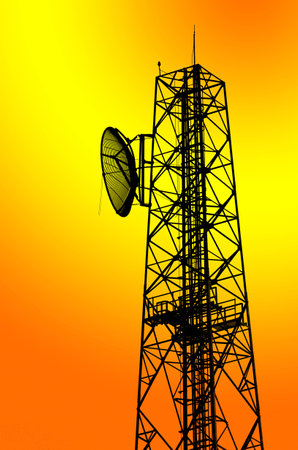 silhouette communication towerの写真素材