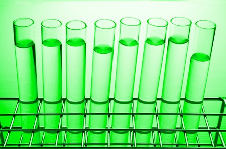 rows of laboratory test tubesの写真素材