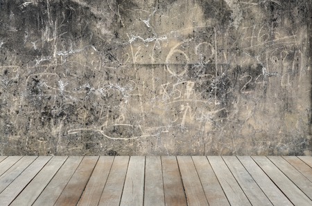 empty wall and plank floor for backgroundの写真素材