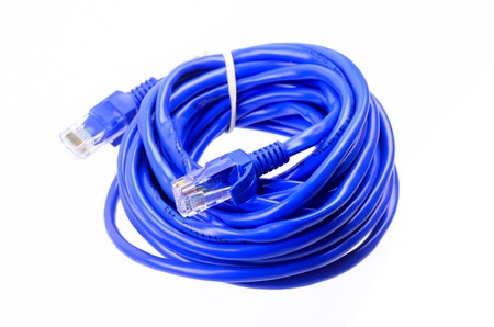 blue network cable on white background
