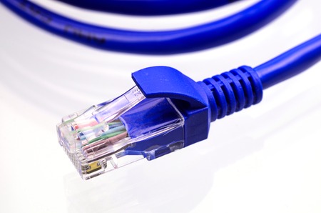 blue network cable on white background