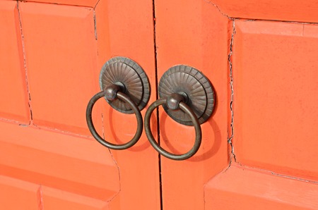 Old Red Chinese Doorの写真素材