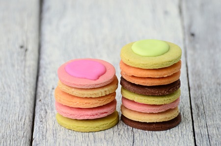 fancy cookie on wooden tableの写真素材