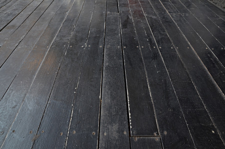 grunge black wood floor for back groundの写真素材