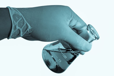 Scientist hand holding test tubes ,Laboratory research conceptの写真素材