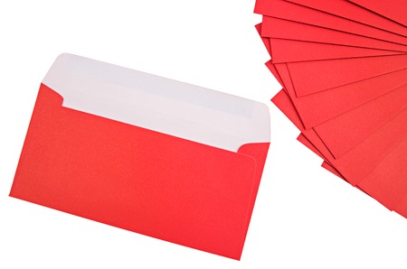 red envelope isolated on white backgroundの写真素材